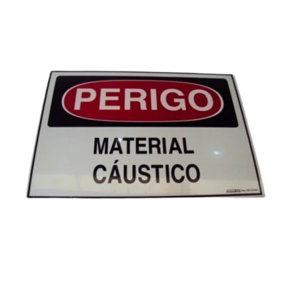 PLACA PERIGO: MATERIAL CÁUSTICO