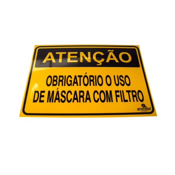 PLACA ATENÇÃO: OBRIGATÓRIO O USO DE MÁSCARA COM FILTRO